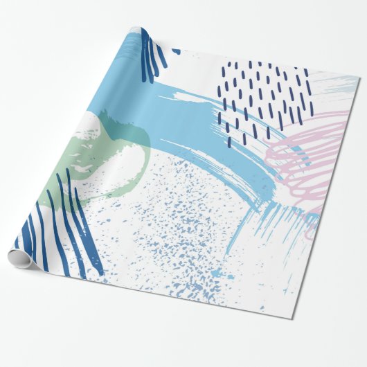Pastel kleuren Modern geometrisch patroon Cadeaupapier (Uitgerold)