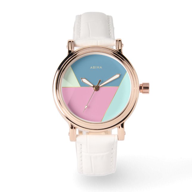 Pastel kleuren monogram initialen eWatch Horloge (Voorkant)