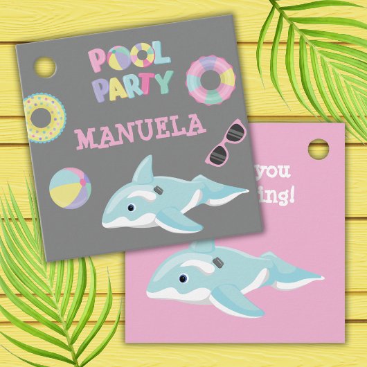 PASTEL KLEUREN ORCA FLOAT POOL PARTY BEDANKJES LABELS