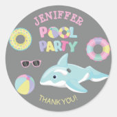 PASTEL KLEUREN ORCA OPBLAASBARE POOL PARTY RONDE STICKER (Voorkant)
