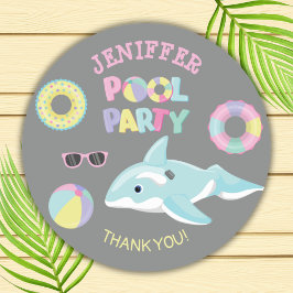 PASTEL KLEUREN ORCA OPBLAASBARE POOL PARTY RONDE STICKER