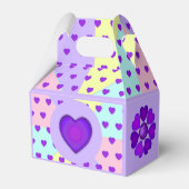 Pastel kleuren & paarse harten kloppen bedankdoosjes (Voorkant Zijde)