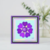 Pastel kleuren & paarse harten kloppen blanco kaar (Staand voorkant)