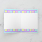 Pastel kleuren & paarse harten kloppen blanco kaar bedankkaart (Binnen)