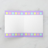 Pastel kleuren & paarse harten kloppen blanco kaar bedankkaart (Binnen)