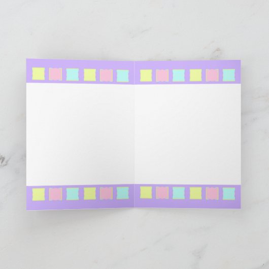 Pastel kleuren & paarse harten kloppen blanco kaar bedankkaart (Binnen)