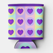 Pastel kleuren & paarse harten kloppen blikjeskoeler (Voorkant)