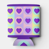 Pastel kleuren & paarse harten kloppen blikjeskoeler (Achterkant)