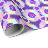 Pastel kleuren & paarse harten kloppen cadeaupapier (Rol Hoek)