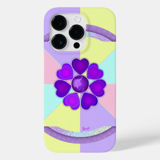 Pastel kleuren & paarse harten kloppen Case-Mate iPhone case (Achterkant)