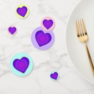 Pastel kleuren & paarse harten kloppen confetti