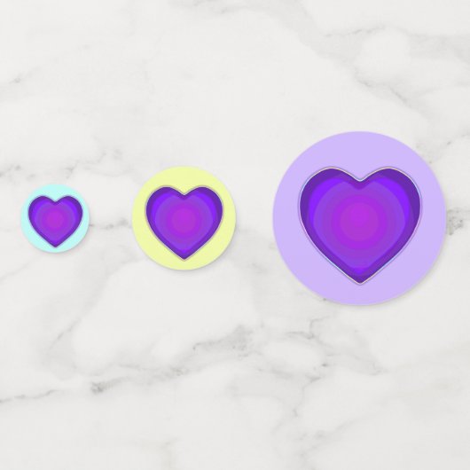 Pastel kleuren & paarse harten kloppen confetti (Voorkanten)