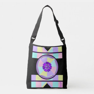Pastel kleuren & paarse harten kloppen crossbody tas