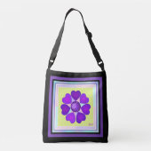 Pastel kleuren & paarse harten kloppen crossbody tas (Achterkant)