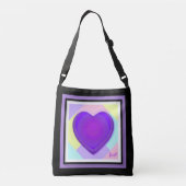 Pastel kleuren & paarse harten kloppen crossbody tas (Achterkant)
