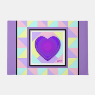 Pastel kleuren & paarse harten kloppen deurmat