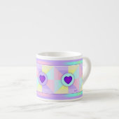 Pastel kleuren & paarse harten kloppen espresso kop (Voorkant rechts)