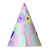 Pastel kleuren & paarse harten kloppen feesthoedjes (Achterkant)