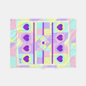 Pastel kleuren & paarse harten kloppen fleece deken (Voorkant (Horizontaal))