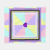 Pastel kleuren & paarse harten kloppen fleece deken (Voorkant (Horizontaal))