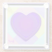 Pastel kleuren & paarse harten kloppen glazen onderzetter (Achterkant)