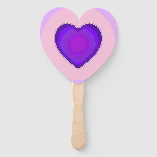 Pastel kleuren & paarse harten kloppen handwaaier (Achterkant)