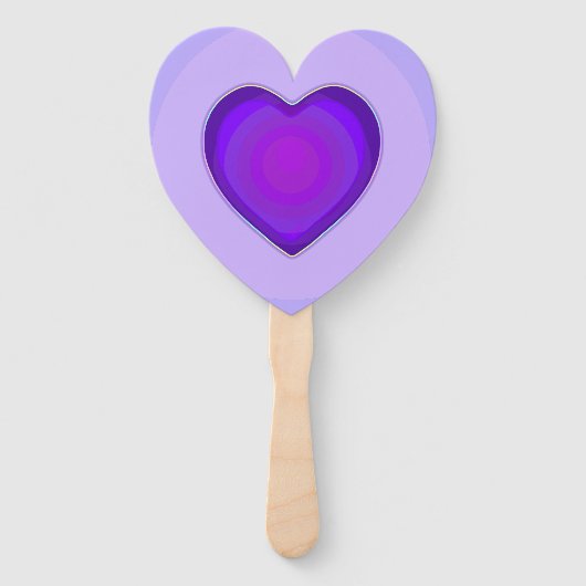 Pastel kleuren & paarse harten kloppen handwaaier (Voorkant)