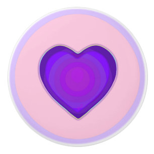 Pastel kleuren & paarse harten kloppen keramische knop