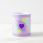 Pastel kleuren & paarse harten kloppen koffiemok (Center)