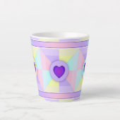Pastel kleuren & paarse harten kloppen latte mok (Voorkant)