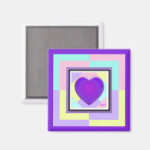Pastel kleuren & paarse harten kloppen magneet (Voorkant / Achterkant)