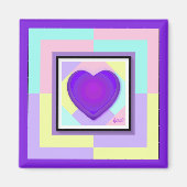 Pastel kleuren & paarse harten kloppen magneet (Voorkant)