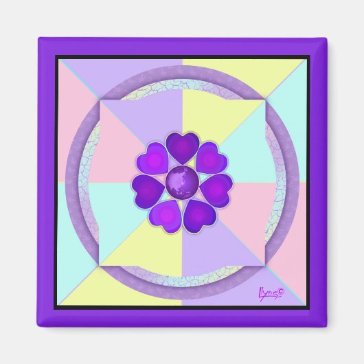 Pastel kleuren & paarse harten kloppen magneet (Voorkant)