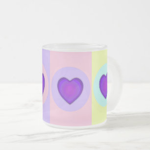 Pastel kleuren & paarse harten kloppen matglas koffiemok