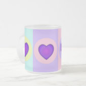 Pastel kleuren & paarse harten kloppen matglas koffiemok (Voorkant links)