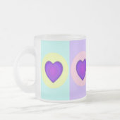 Pastel kleuren & paarse harten kloppen matglas koffiemok (Links)