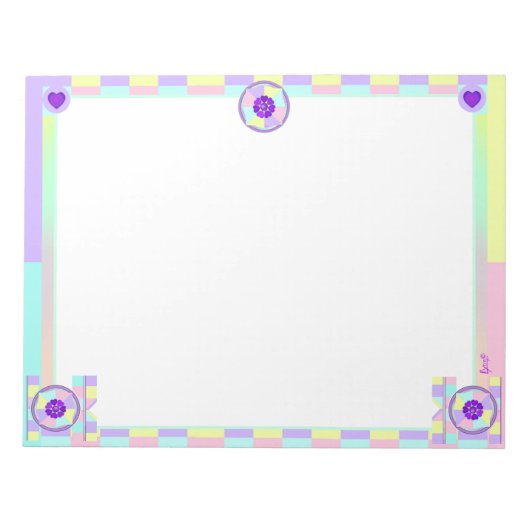 Pastel kleuren & paarse harten kloppen notitieblok (Voorkant)