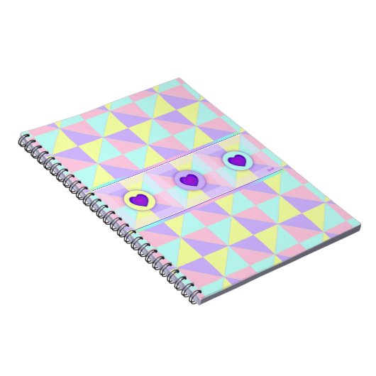Pastel kleuren & paarse harten kloppen notitieboek (Rechterzijde)