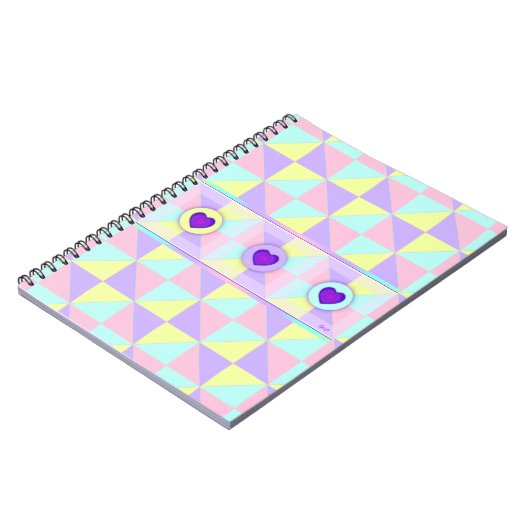 Pastel kleuren & paarse harten kloppen notitieboek (Linkerzijde)