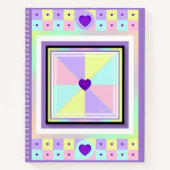 Pastel kleuren & paarse harten kloppen notitieboek (Voorkant)