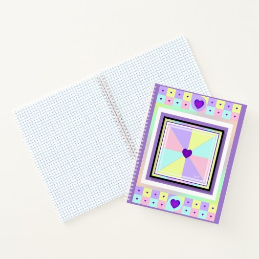 Pastel kleuren & paarse harten kloppen notitieboek (Binnen)