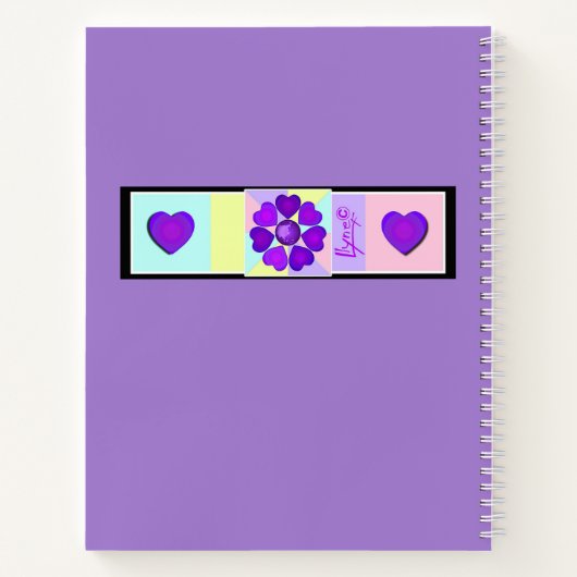 Pastel kleuren & paarse harten kloppen notitieboek (Achterkant)