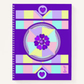 Pastel kleuren & paarse harten kloppen notitieboek (Voorkant)