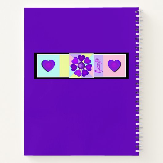 Pastel kleuren & paarse harten kloppen notitieboek (Achterkant)