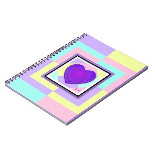 Pastel kleuren & paarse harten kloppen notitieboek (Linkerzijde)