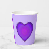 Pastel kleuren & paarse harten kloppen papieren bekers (Achterkant)