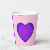 Pastel kleuren & paarse harten kloppen papieren bekers (Achterkant)