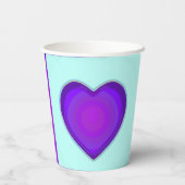 Pastel kleuren & paarse harten kloppen papieren bekers (Achterkant)