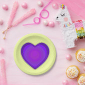 Pastel kleuren & paarse harten kloppen papieren bordje (Feest)