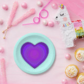 Pastel kleuren & paarse harten kloppen papieren bordje (Feest)